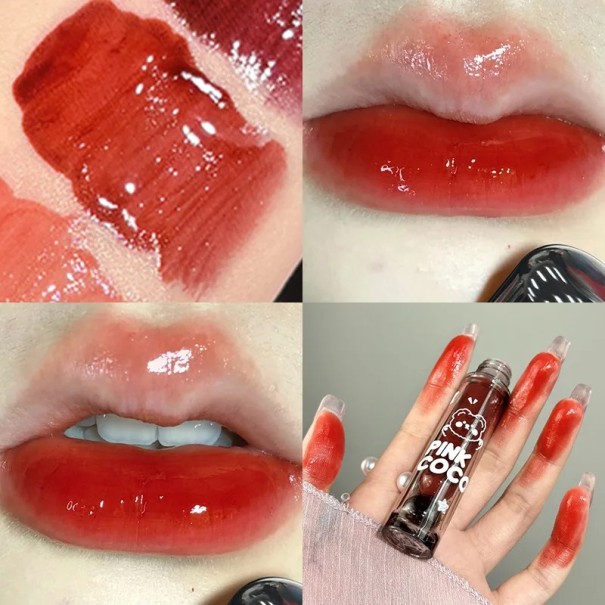 Lápiz labial líquido brillante a prueba de agua Pink Coco Color intenso Tonos intensos Aplicación suave A prueba de manchas Brillo lujoso 2,7 g 2
