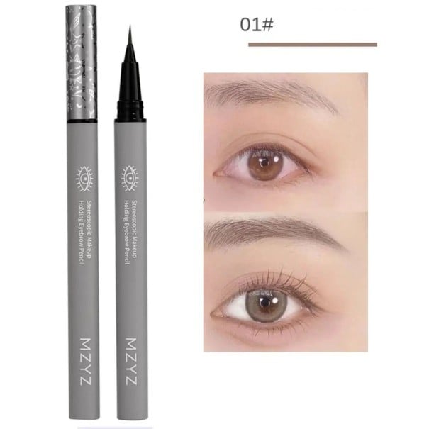 Lápiz líquido a prueba de agua para cejas 14 x 2,4 cm con punta muy fina en 4 tonos naturales, también adecuado como delineador de ojos 1