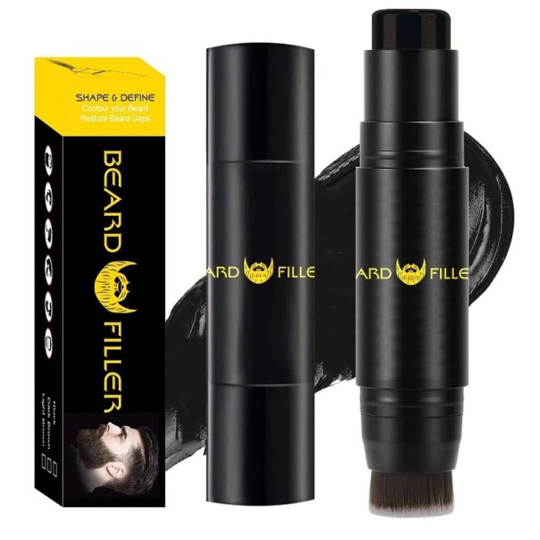 Lápiz y pincel para rellenar barba de doble punta Lápiz y pincel para barba a prueba de agua Lápiz y pincel para dar forma y resaltar la barba Lápiz y pincel para retocar la barba negro