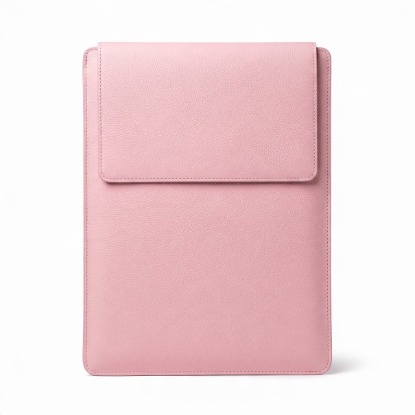 Laptopetui 13 til 14 tommer i økologisk læder med klap 25,5 x 34 cm Musemåtte Til MacBook Air 13 og Pro 14 rosa