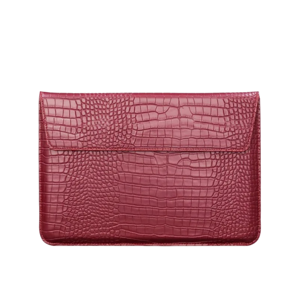 Laptophoes van leer met krokodillenmotief voor MacBook, Huawei 13 inch, 35 x 24,5 cm wijnrood
