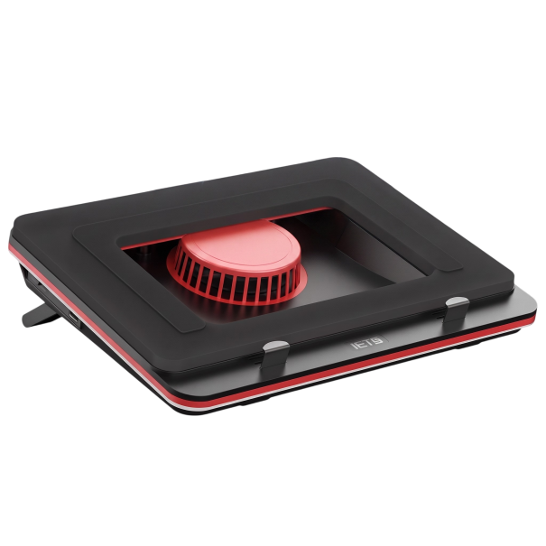 Laptopställ V1 med fläkt 5000 rpm och USB-hubb för bärbara datorer 13 till 17,3 tum justerbart i 7 lägen svart med röd kant 1