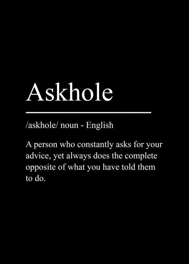 Large Format Wall Poster Askhole with Text Definition 50 x 70 cm Canvas Print Black and White Unframed Interior Artwork 1