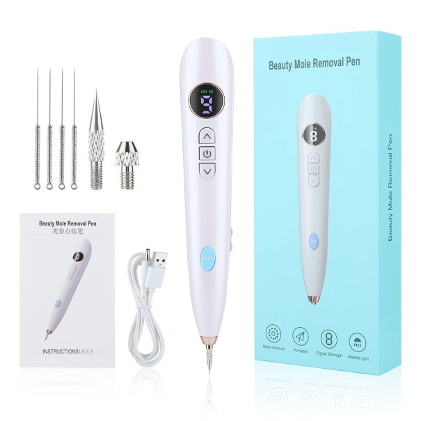 Laser tatueringsborttagningsenhet 9 nivåer 15x2x2 cm Vårtor Papillomer Fräknar Moles Elektronisk jonteknik USB-laddning 1200mAh 1