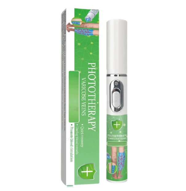Laserbehandling af åreknuder, fodplejeværktøj med 1 AA-batteri, laservenebehandlingspen med LED-indikator, laserterapi til forbedring af blodcirkulationen, 1,9 x 13,5 cm 1