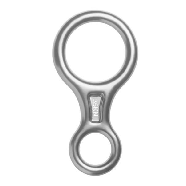 Laskeutumismekanismi kiipeilyyn 35 kN kaksoisrenkailla Lentokonesalumiiniseosta Turvallisuusvaruste 14,6x7,5x1,2 cm hopeinen