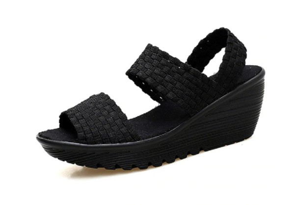 Lässige Plateausandalen für Damen schwarz 36