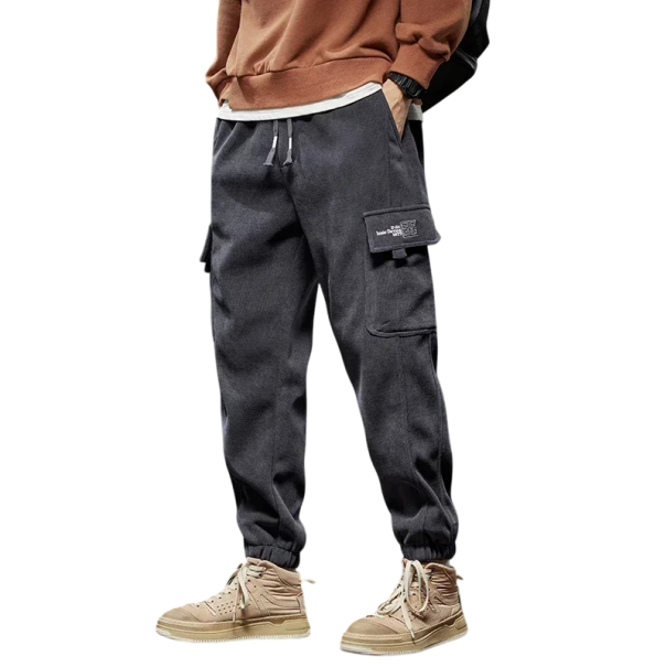 Lässige Stretchhose für Herren mit elastischem Bund Gerader Schnitt Seitentaschen Mit Kordelzug Bequeme Freizeithose grau M