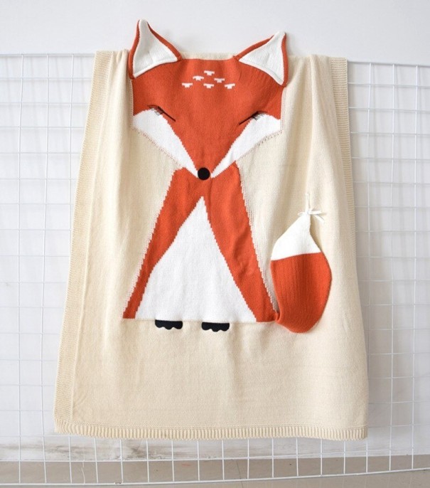 Lasten ketunkuvioinen peitto E504 beige