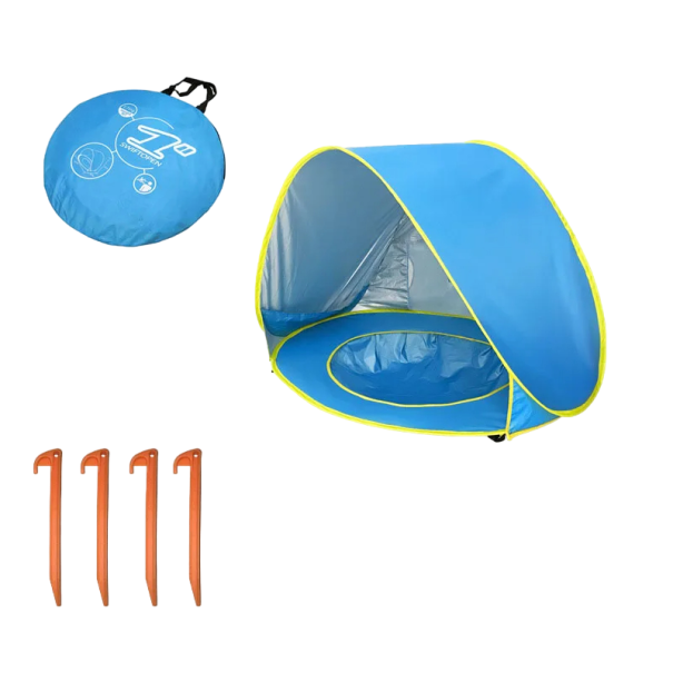 Lasten rantateltta Itsetaittuva rantateltta Aurinkosuoja 120 x 80 x 70 cm sininen