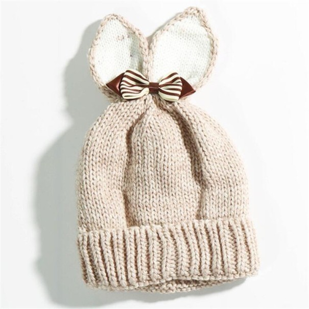 Lasten talvipipo korvilla ja rusetilla J3030 beige