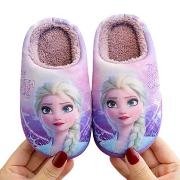 Lasten talvitossut prinsessa Elsalla Pehmeät pehmotossut Frozen-kuviolla Lämpimät talon kengät tytöille Talvimukavuutta violetti 34-35