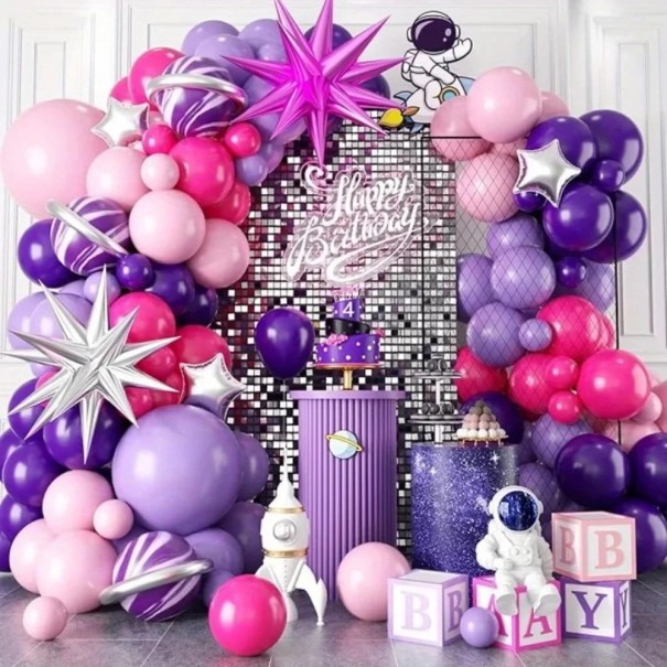 Latex Ballonnen Girlande Set 111 Stuks Decoratie 12,7–45,7 cm Latex Roze-Paars Verjaardag en Feestdecoratie Ballonnenboog 1