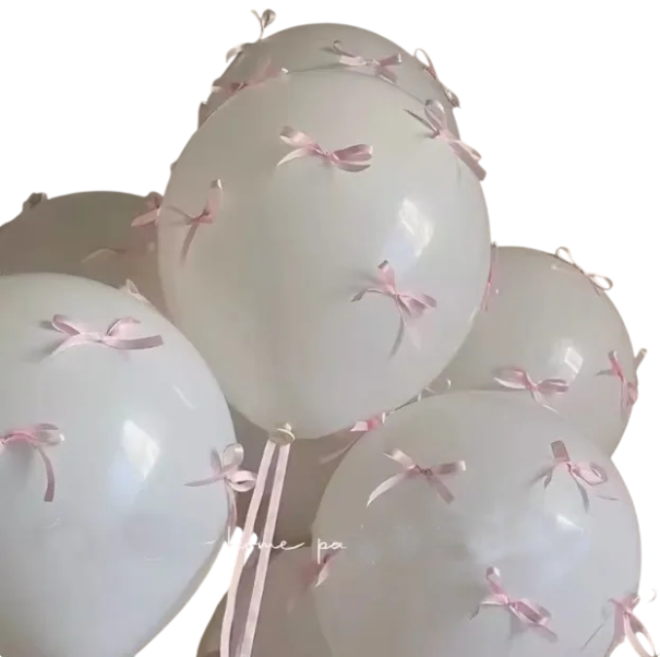 Latexové balónky s dekorativními mašlemi 5 ks 30 cm Latexové párty balónky s potiskem mašlí pro oslavy a narozeninovou výzdobu růžová