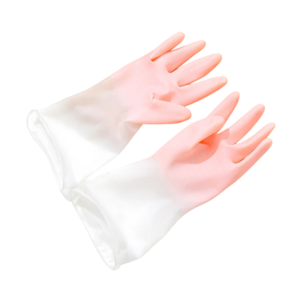 Latexové rukavice na mytí nádobí tenké voděodolné velikost S cca 30 cm gumové rukavice pro úklid domácnosti a praní růžová