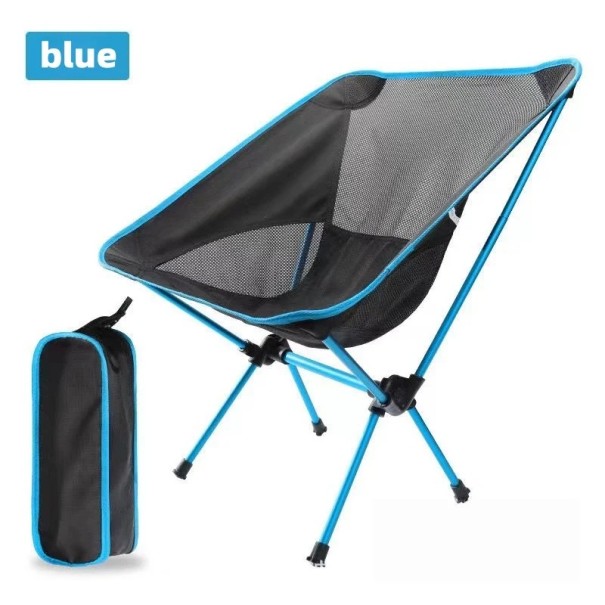 Lätt hopfällbar campingstol 65 x 60 x 54 cm Sitt höjd 35 cm Aluminiumram Oxfordtyg med nät Portable utomhusstol blå