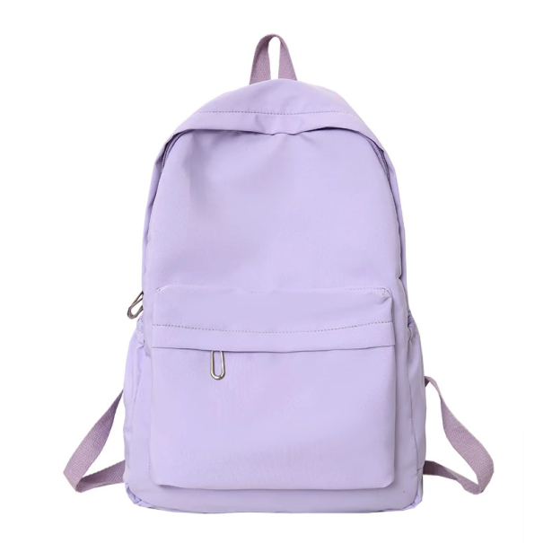 Lätt nylonryggsäck 38 x 28 x 11 cm Enkel enfärgad design Avslappnad ryggsäck för varje dag Till skolan Arbete och fritid lila