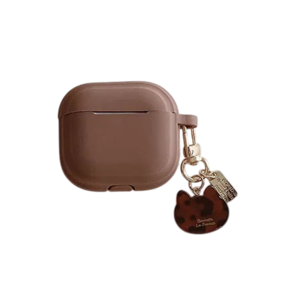 Lätt silikonfodral för AirPods Pro 2 med nyckelring Skydd mot repor och stötar för hörlurar brun