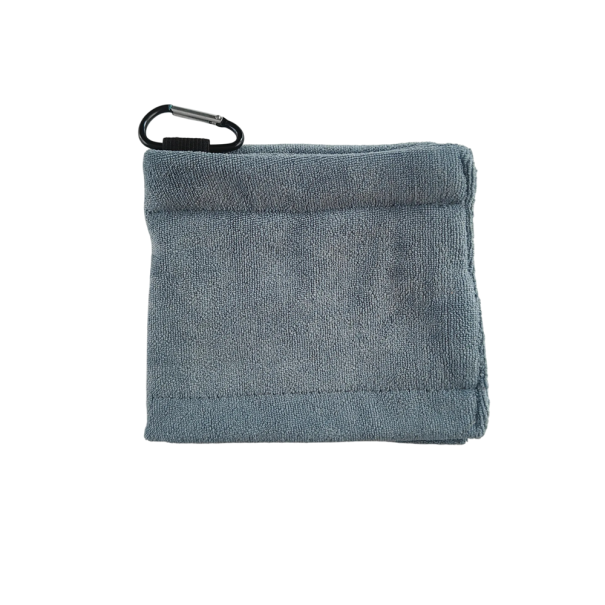Lavetă de curățare din microfibră pentru golf, 14 x 12 cm, lavetă moale cu cârlig, accesoriu compact și portabil pentru curățarea croselor gri