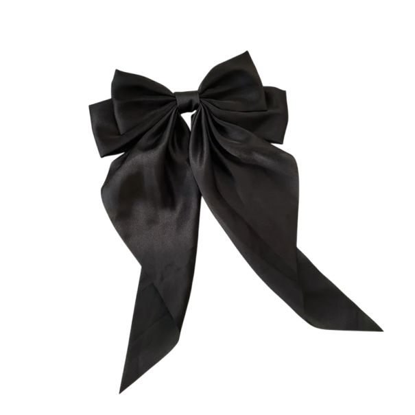 Lazo de pelo de satén 40 x 21 cm Elegante adorno para el pelo Accesorio de moda para mujer Brillo suave Atado con estilo Cómodo de llevar negro