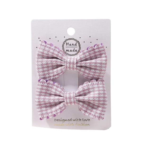 Lazo para el cabello a cuadros, 2 piezas, pinzas para el cabello, 6,4 x 3,8 cm, elegante accesorio, horquillas con lazo, peinado elegante, lindos accesorios para el cabello morado