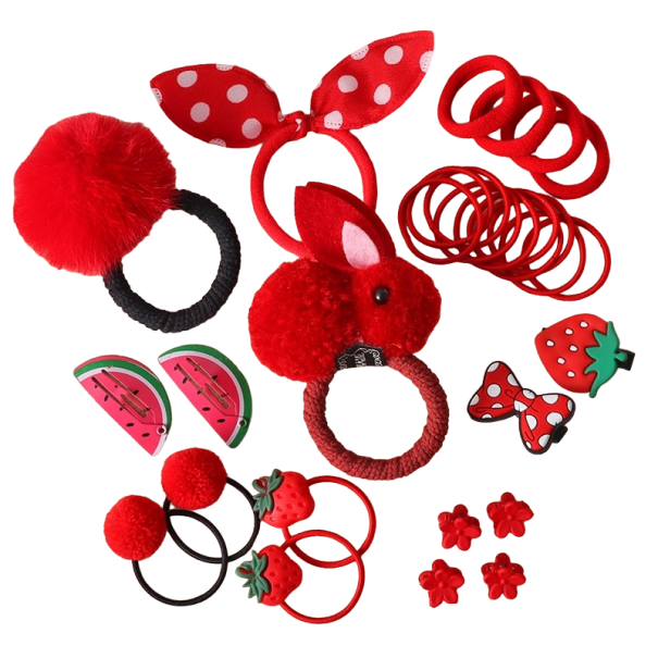 Lazos y pinzas para el pelo para niños 30 uds. rojo Lazos y pinzas para el pelo para niños 30 uds. rojo