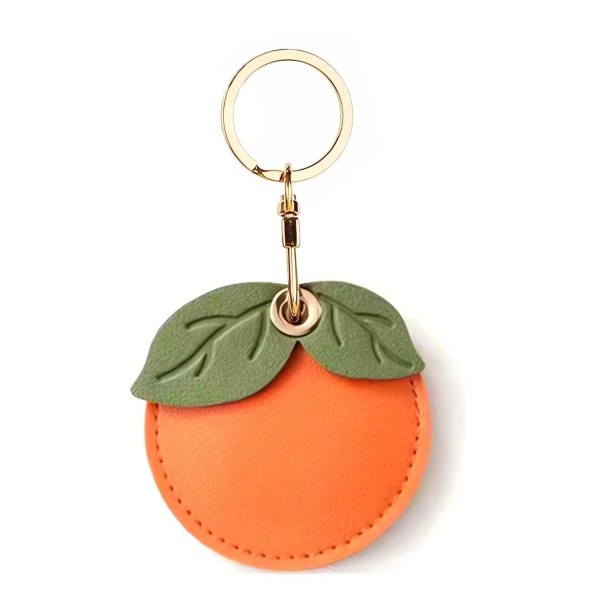 Leather Case for Apple AirTag Orange Scratch-Resistant Protective Cover with Metal Keyring Stylish Decorative Case for GPS Tracker Air Tag 1