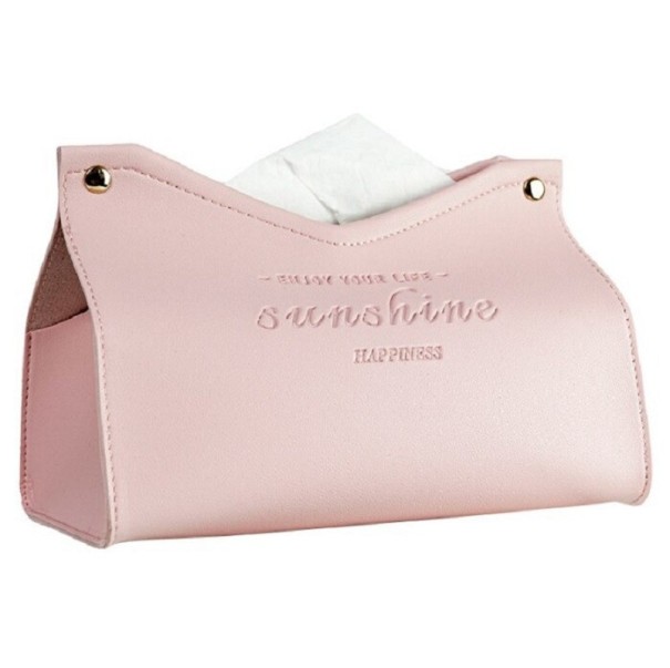 Leather Tissue Box pink