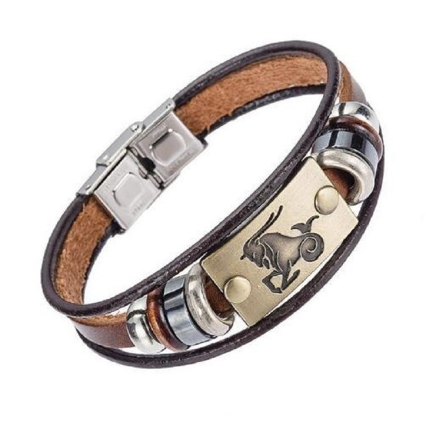 Leather Zodiac Sign Bracelet H680 1