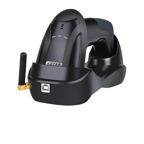 Lecteur de codes-barres sans fil KR-H8 Lecteur de codes-barres manuel avec support Capteur de codes-barres 1D, 2D, QR, DM 1