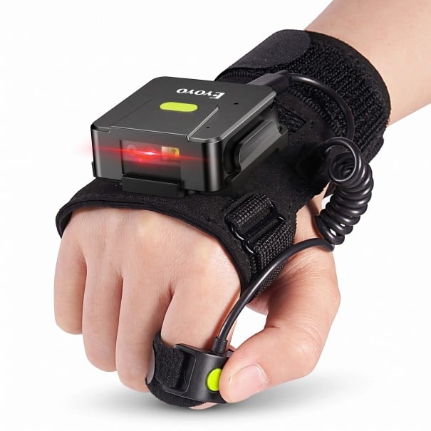 Lector de códigos de barras y QR inalámbrico 1D/2D de mano, largo alcance, batería de 800 mAh, Bluetooth y USB, negro, para almacén, logística 1