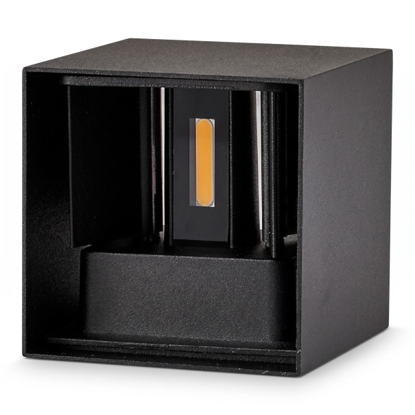 LED aplique de parede 12 W Classe de proteção IP65 Cubo 10 x 10 x 10 cm Corpo em alumínio Iluminação para cima e para baixo Luz branca 6000 K preto