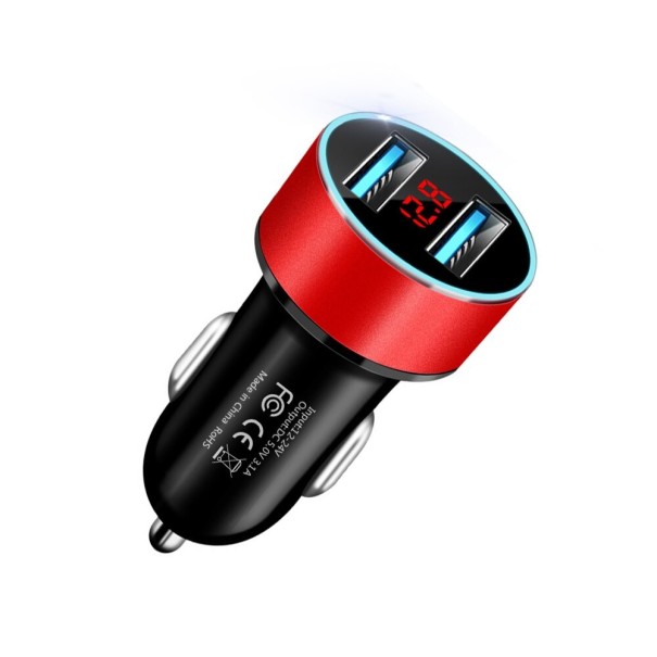LED-autosovitin 2x USB punainen