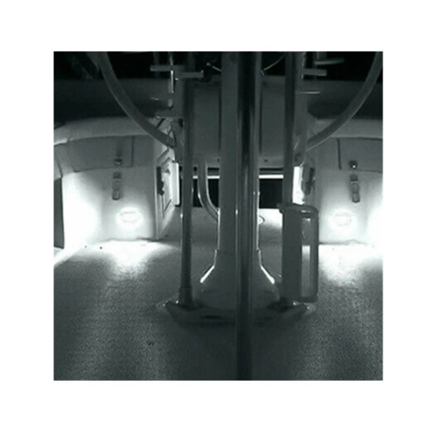 LED baglys til båd 12V DC blå/hvid vandtæt IP67 ABS diameter 75 mm dæksbelysning 147 lm lysvinkel 120° tilbehør hvid