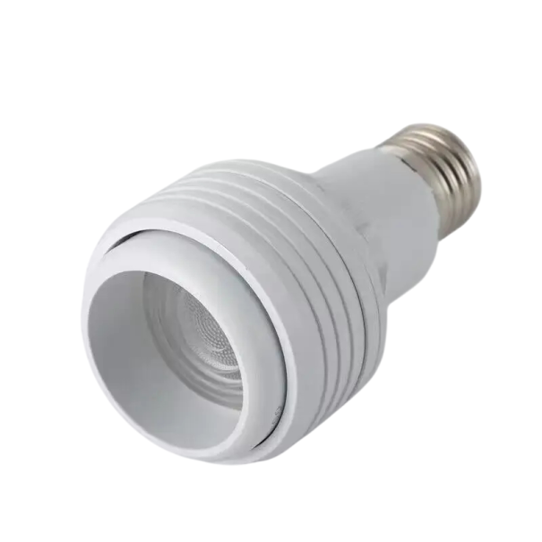 LED bodová žárovka E27 nastavitelný úhel svitu 15–60° 5W COB hliníkové tělo PMMA čočka teplé bílé světlo pro interiér bílá