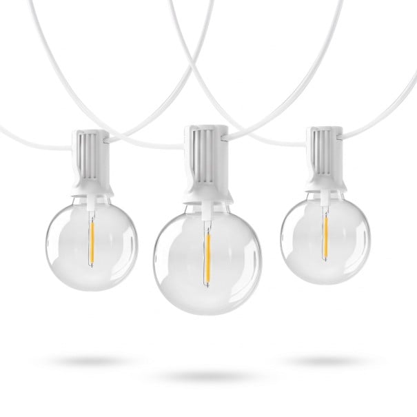 LED buitenverlichtingsketting met 25 lampjes Lengte 15 m Warm licht 2200 K Witte kabel Koppelbaar met andere kettingen Voor de tuin en het terras 1