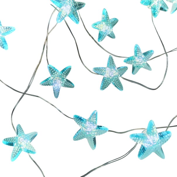 LED cordão de luzes 2 m 20 LED Estrelas do Mar Luzes decorativas a pilhas para festas aniversários decoração de praia e oceano 1