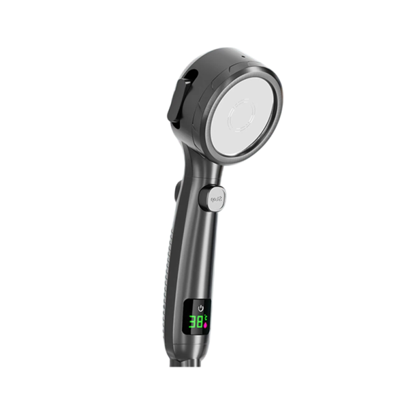 LED-Duschkopf mit Display und 4 Strahlarten Einstellbarer Hochdruck Energiesparbrause Digitale Temperaturmessung schwarz
