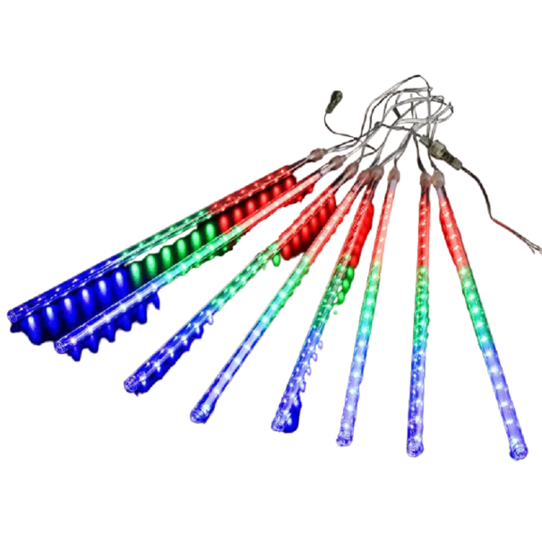 LED esőcsepp lámpa 30 cm, 8 cső, 144 LED, 220 V többszínű