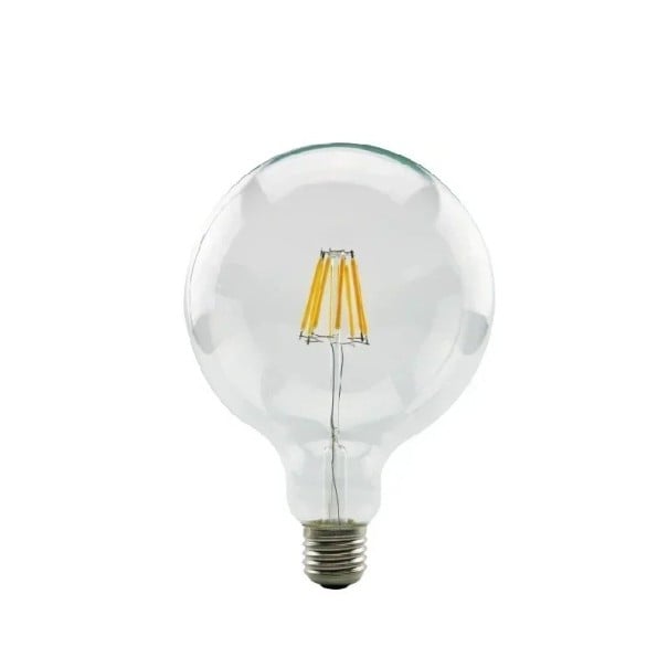 LED Glühbirne mit Faden G125 Große runde Glühlampe Fassung E27 2 W 220 V Abmessungen 170 x 125 mm Klarglas Warmweiß Für Deckenleuchten und Hängeleuchten