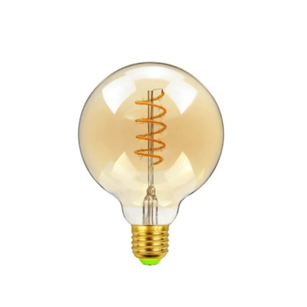 LED guľová žiarovka G95 so spirálovým vláknom Stmievateľná 4 W 220 V 9,5 x 14 cm Jantárové sklo a zlatá objímka Teplá biela 2700 K Do pracovne 1