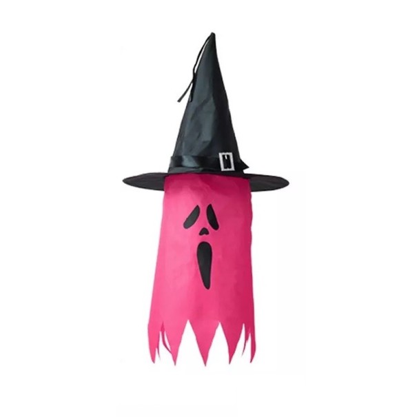 LED halloweenska dekorácia duch tmavo ružová