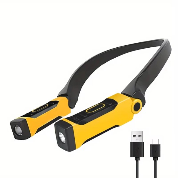 LED-huvudlampa för nacke med dubbelt ljus 10 cm USB-laddning gul vridbara huvuden 120° arbetslampa handsfree 1
