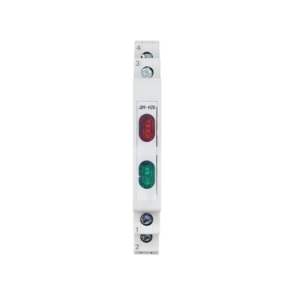 LED indikátor 85 x 10 x 64 mm 220 V AC/DC 50/60 Hz Dvojfarebný JD9 červená+zelená DIN lišta 35 mm IP20 svorky L/N ≤20 mA 1