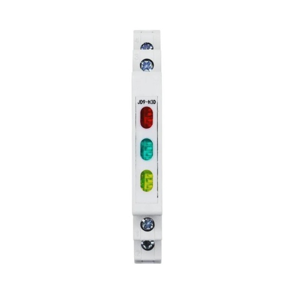 LED-indikator 85 x 10 x 64 mm 230 V AC/DC 50/60 Hz Trefärgad signalamp JD9 Modul för DIN-skena IP20 anslutningar L/N LED+ 1