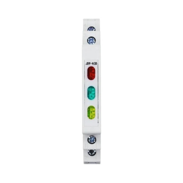 LED indikátor 85 x 10 x 64 mm 230 V AC/DC 50/60 Hz Trojfarebná signálna lampa JD9 Modul na DIN lištu IP20 svorky L/N LED+ 1