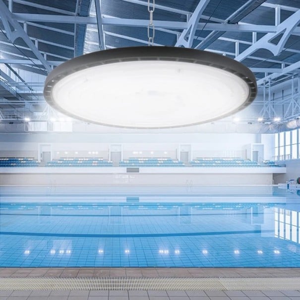 LED Industrie UFO Leuchte 200W Hängelampe leistungsstarke Beleuchtung IP65 120° breiter Winkel Aluminiumgehäuse hohe Leistung 280 mm