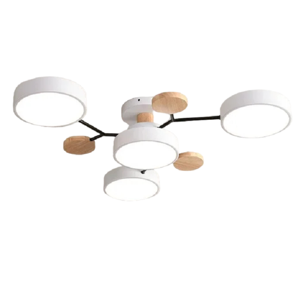 LED-kroonluchter met 3 verschillende kleuren 48 W moderne plafondlamp met 4 LED-lampen in cirkelvorm Minimalistische dimbare kroonluchter 66 x 17 cm wit