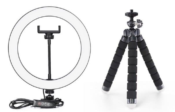 LED kruhové světlo se stativem černá 26 cm