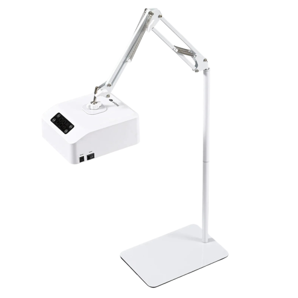 LED lampa na pedikúru se stojanem 48 W s 39 diodami kloubové rameno 25 a 25 cm výška 60 cm ABS a železo bílá na nehty i kosmetiku 1